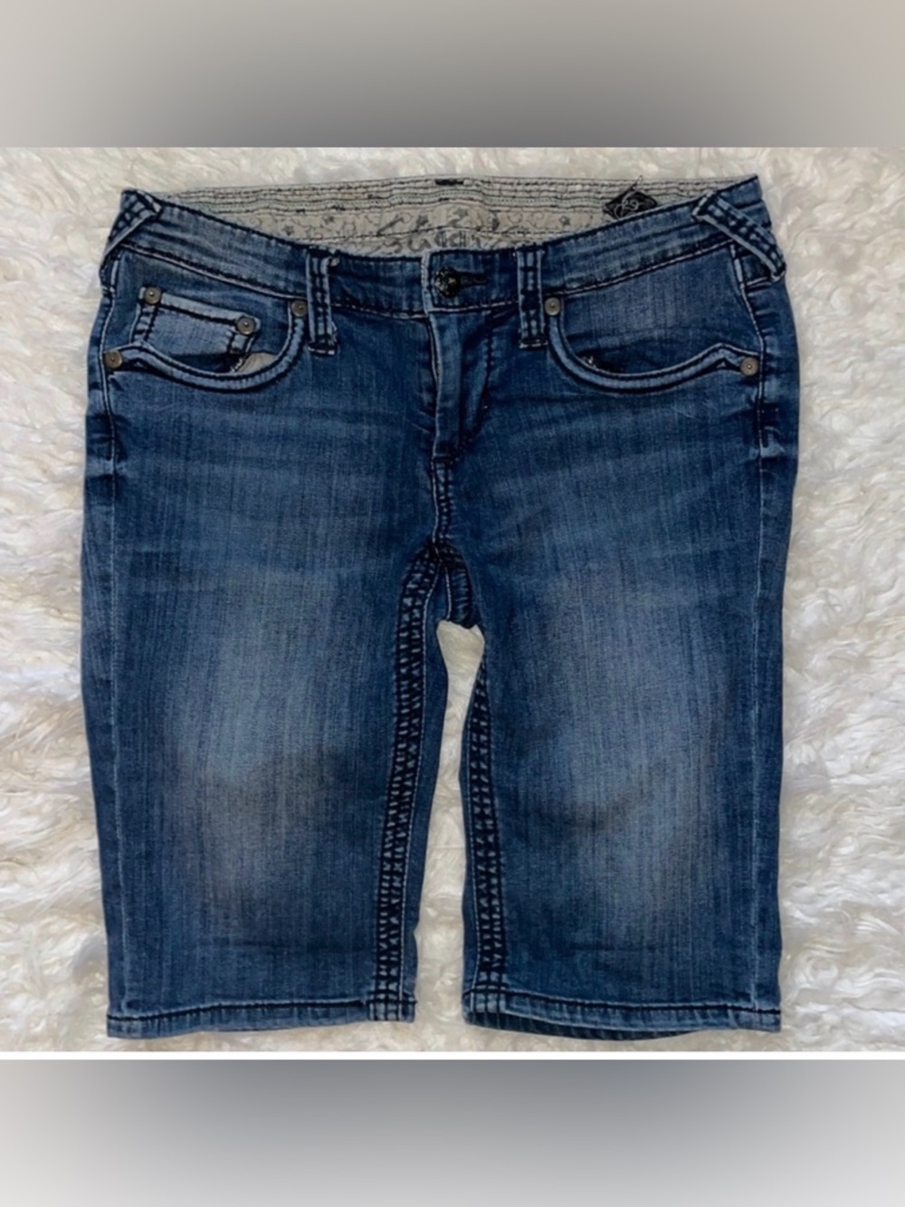 Stitch’s Black Label Chekore 12” Flap Pockets Low-Rise Bermuda Shorts, Size 29